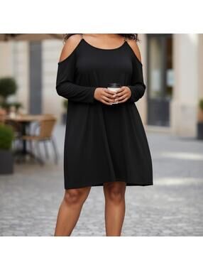 Michael Kors Black Cold Shoulder Chain Detail Dress XL NWT